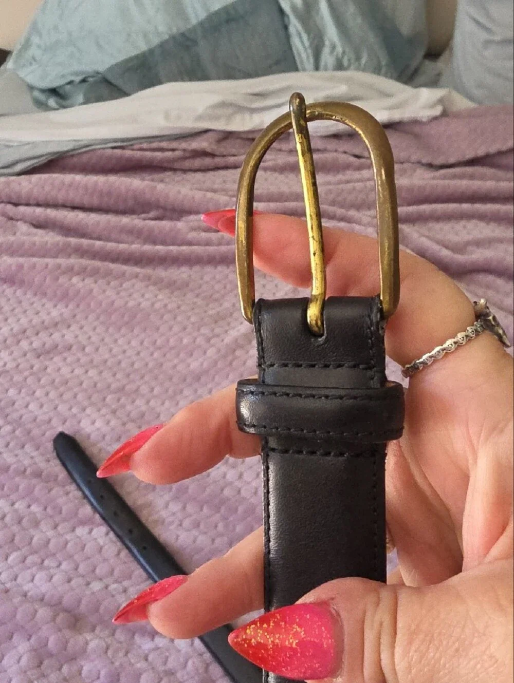 Paul Fredrick Reversible Leather Belt in Black and Brown with Gold Buckle